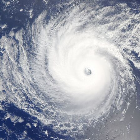 Huge hurricane over Pacific Ocean. Satellite photo.